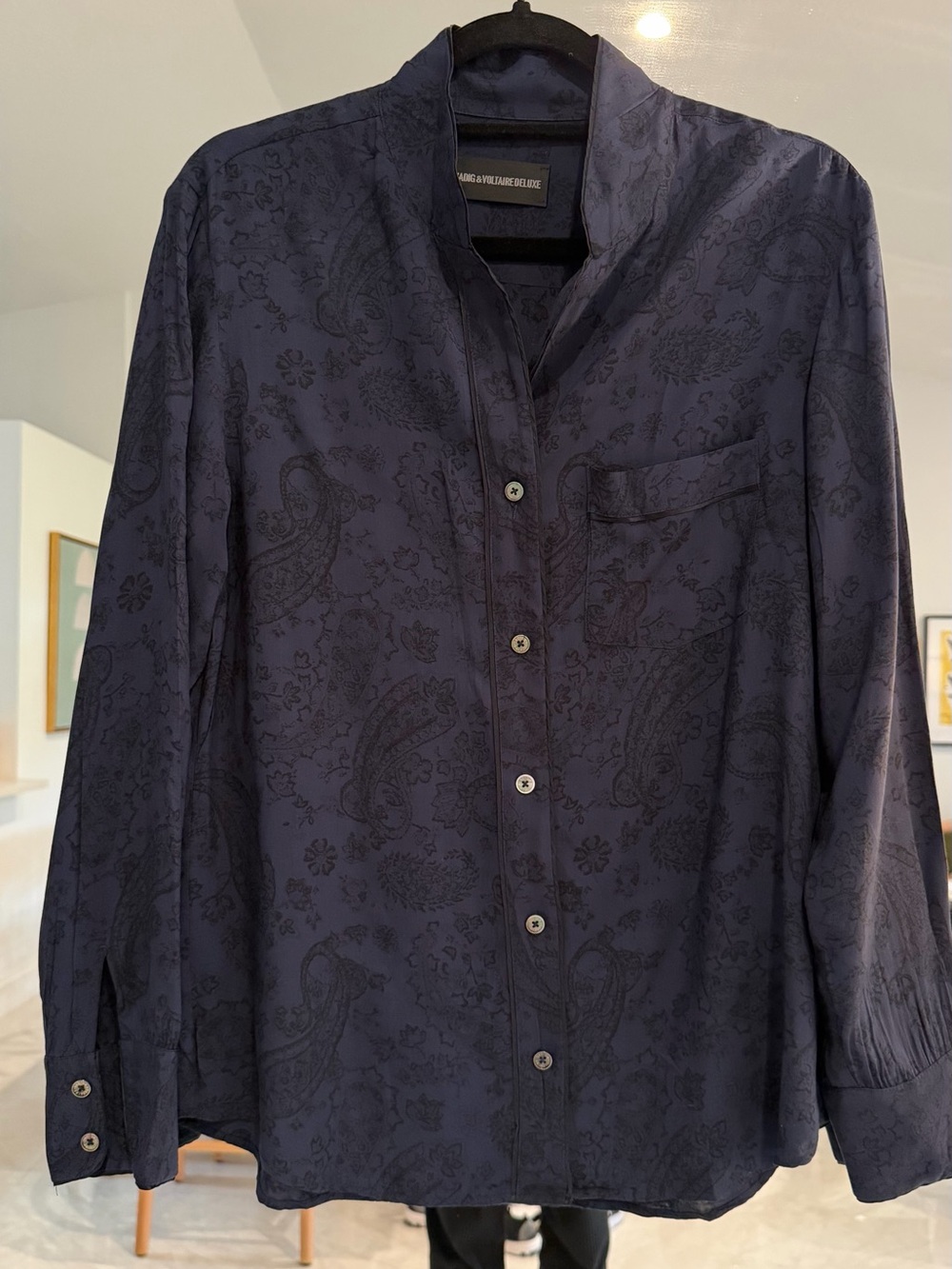 Zadig & Voltaire Navy Floral Jacquard Shirt